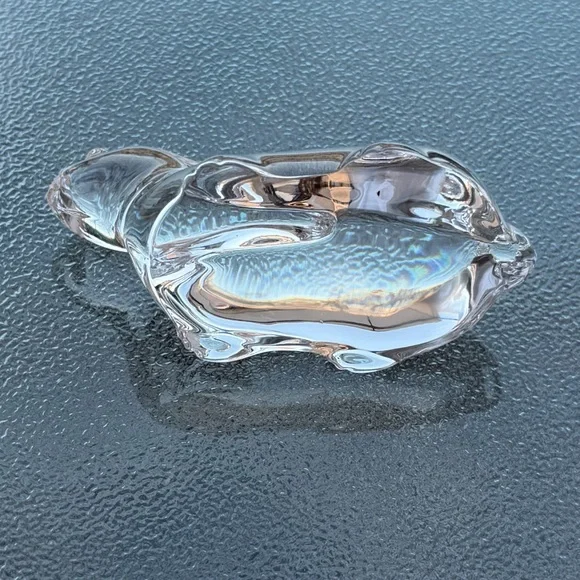 Small Clear Crystal Glass Sitting Bunny Rabbit Paperweight Collectible Figurine - Picture 8 of 8
